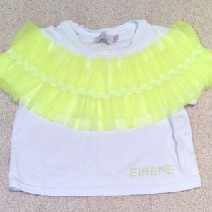 Kids Eirene White and Neon Yellow Ruffle Top Size 6-7Y 122cm